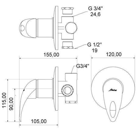 Imagem de Misturador Monocomando para Chuveiro 2997 C 71 Meber Metais