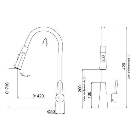 Imagem de misturador para cozinha mesa monocomando bica alta r27 2257 flex lorenzetti