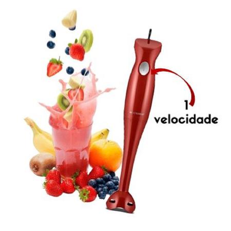 Imagem de Mixer Alimentos Vermelho Copo 500ml Processador Misturar Triturar Bater Sucos 200w Shake Gourmet