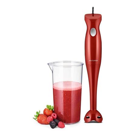 Imagem de Mixer de Alimentos Vermelho Gourmet 220V 200W Copo de 500ml 1 Velocidade Lâmina de Aço Inoxidável Multilaser - FP012