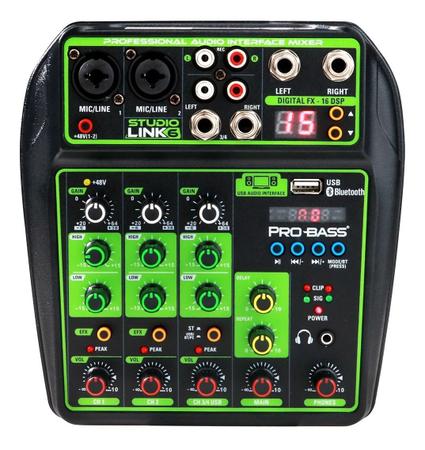 Mixer De Som 6 Canais Studio Link 6 Probass Usb Pc Bluetooth - PRO BASS -  Mesa de Som / Mixer - Magazine Luiza