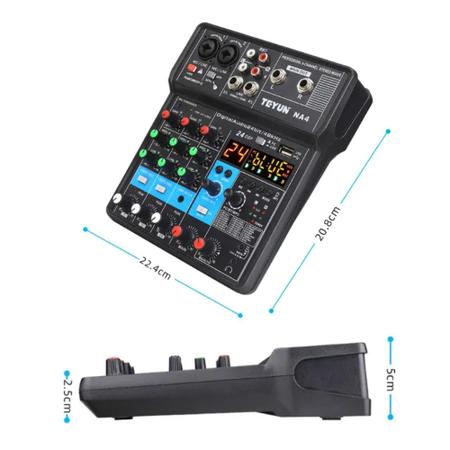 Imagem de Mixer Mesa De Som Áudio Interface 4 Canais Placa De Som 24 Efeitos 48V Profissional Teyun NA4