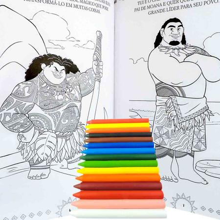 2 livros infantis colorir Moana Disney com lápis de cor + massinha