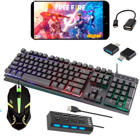 Teclado Mouse C/ Fio Mobilador P/ Celular Jogar Free Fire