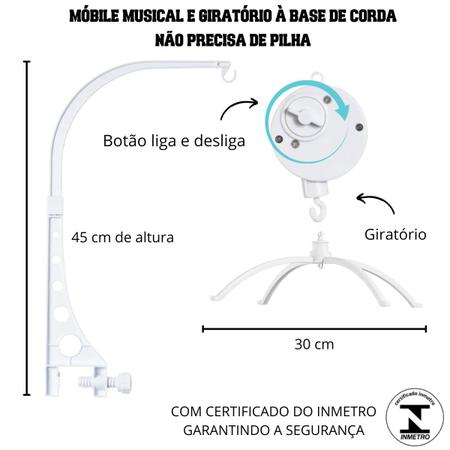 Imagem de Móbile Berço Bebê Musical E Giratório Animais Da Floresta