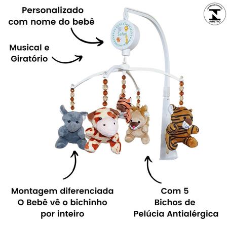 Imagem de Móbile Berço Bebê Musical E Giratório Animais Da Floresta