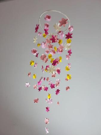 Imagem de Móbile Berço Flores Coloridas 46x15 cm Papel 180g
