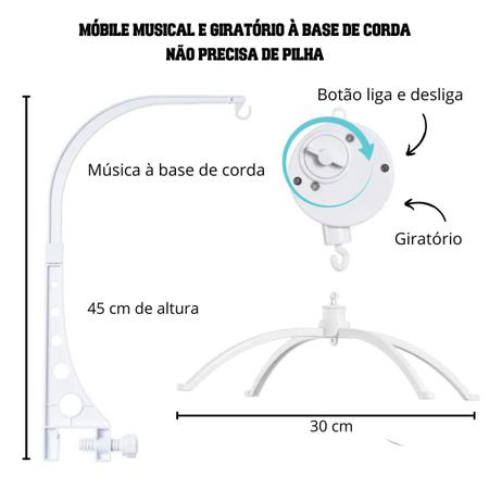 Mobile Bebe Berço Musical E Giratório Urso Principe Azul - Pequeninos -  Móbile e Arco - Magazine Luiza