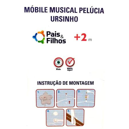 Imagem de Móbile De Berço Musical Ursinhos De Pelúcia Pais E Filhos