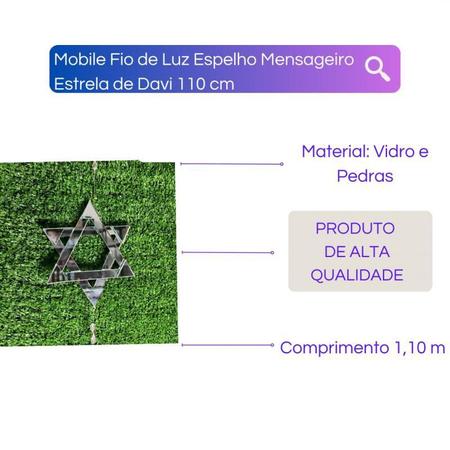 Imagem de Mobile Fio De Luz Espelho Mensageiro Estrela De Davi 110 Cm