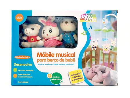 Imagem de Mobile Musical Eletronico Giratório Berço Bebê Pelúcia Coelho Plush