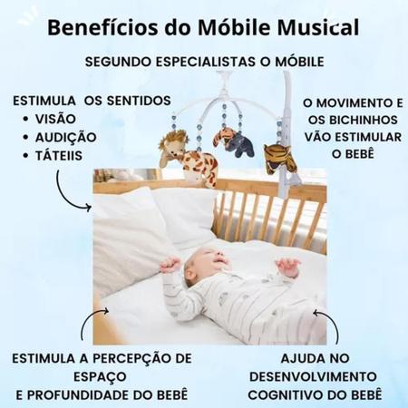 Imagem de Mobile Musical Para Berço Bebe Safari com Musicas Animaizinhos de Pelucia - Unik