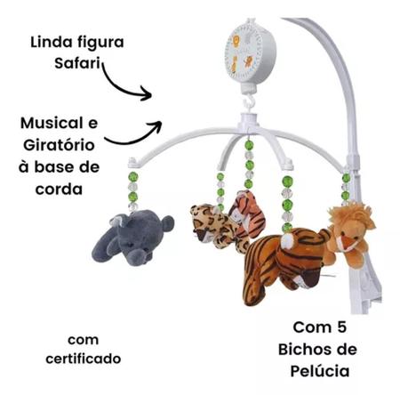 Imagem de Mobile Musical Para Berço Bebe Safari com Musicas Animaizinhos de Pelucia - Unik
