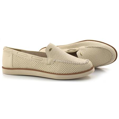 Mocassim Feminino de Couro Dakota Off White G9051 Mocassim