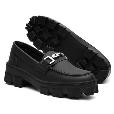 Imagem de Mocassim Feminino Tratorado Preto Com Detalhe