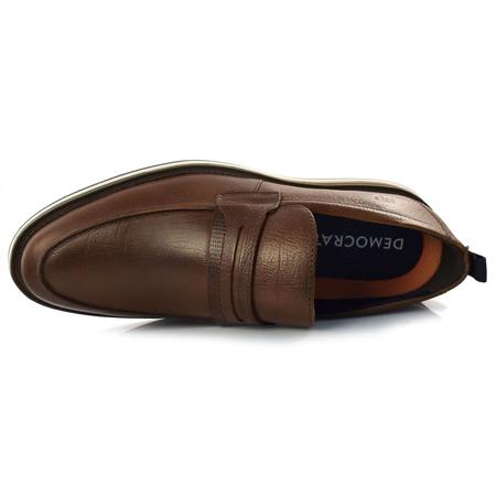 Mocassim Masculino de Couro Democrata Marrom 272103 Mocassim