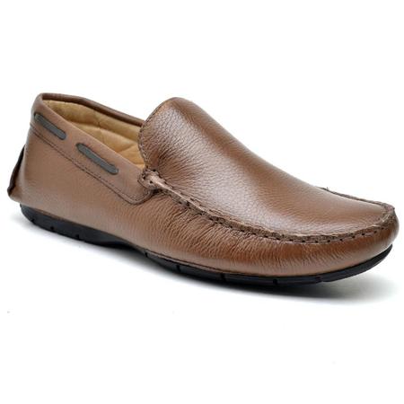 Mocassim Masculino Ortop dico Couro Liso Conforto Casual