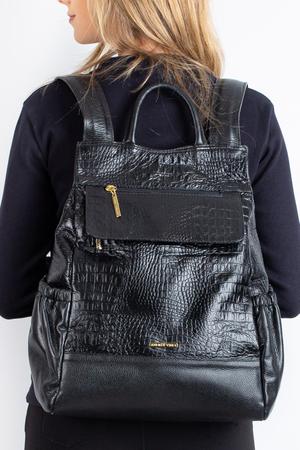 Imagem de Mochila antifurto de couro croco feminina Suelen