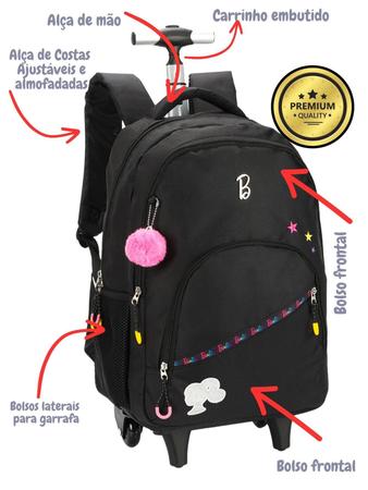 Imagem de Mochila Barbie com Rodinhas e Alças - Poliéster - 55x35x17 cm