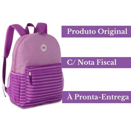 Imagem de Mochila Bolsa Costas Listras Listrada Feminina Style Juvenil - Reforçada Resistente - Clio