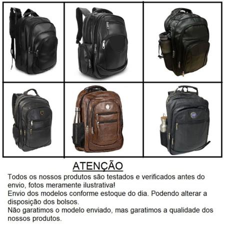 Imagem de Mochila Bolsa de Couro Média Universitária Unissex Reforçada Com Cabo de Aço