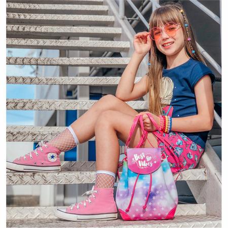 Mochila Bolsa Infantil Feminina Tie Dye Costas Magicc Mochilas