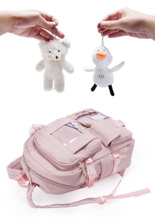 Bolsa cosmética de pelúcia feminina Kawaii Bear - Loja de moda