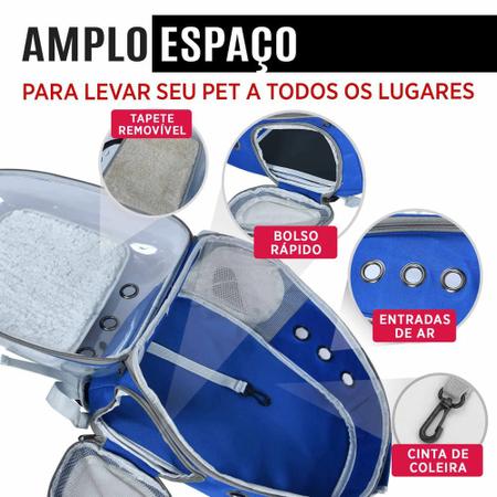 Imagem de Mochila Bolsa Santino PET JOY Com Visor Poliéster Cachorro gato Original Viagem