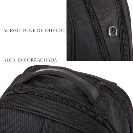 Imagem de Mochila com sistema bolso antifurto para notebook de 14 15 16 polegadas material balístico capa de chuva e saída parafone