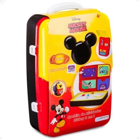 Imagem de Mochila De Atividades Infantil Mickey 2 em 1 Vermelho e Preto com Canetinhas e Acessórios Multikids BR1587