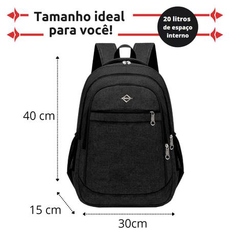 Imagem de Mochila de Costas Bolsa Duravel Excecutivo Traballho Grande C/ Bolsos Internos Fechamento em Ziper Forte