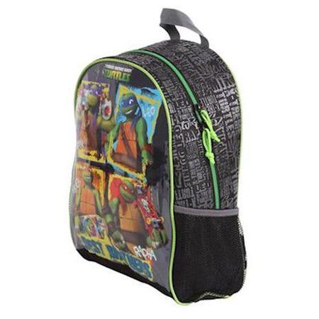 Bolsa Mochila Tartarugas Ninja Escolar Passeio Infantil Desenho (Preto)