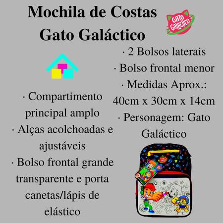 Mochila de Costas Masculino Gato Galáctico Colorir