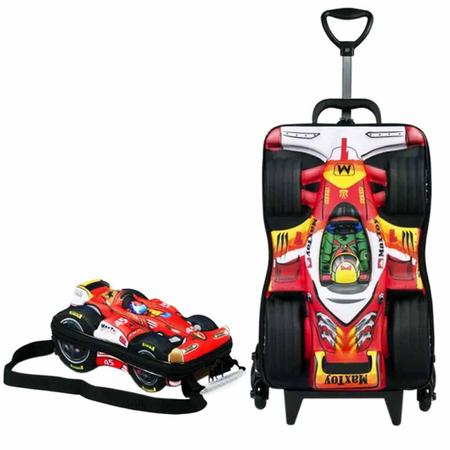 Mochila de Rodinha 3D F rmula 1 com Lancheira Maxtoy DIPLOMATA