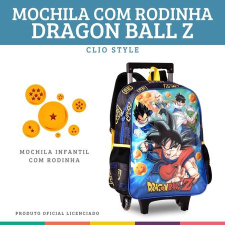 Mochila Masculina Infantil de Rodinha Dragon Ball com Itens na