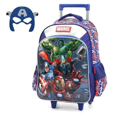 Imagem de Mochila de Rodinha Escolar Vingadores com Máscara - Azul