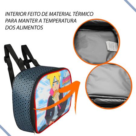 Imagem de Mochila De Rodinhas Boruto + Estojo + Kit Lancheira Naruto Rosa