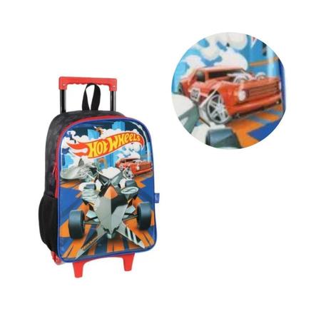 Imagem de Mochila De Rodinhas Preta Hot Wheels Infantil Masculina