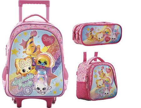 Imagem de Mochila de Rodinhas Shopkins Sprinkle Kit Lancheira Estojo Xeryus - 6790