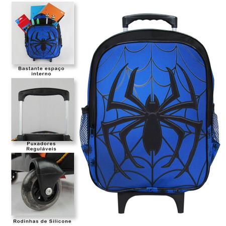 Imagem de Mochila de Rodinhas Tam G e Estojo Vou Leve Cor:Spider Azul