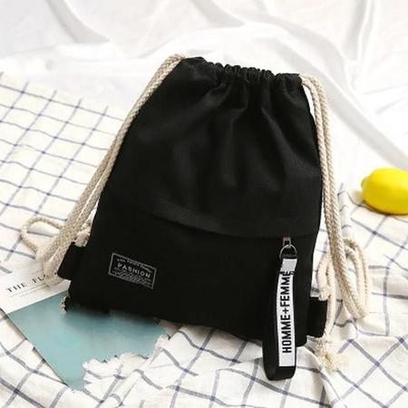 Imagem de Mochila de Viagem de Lona Unissex - Bolsa Casual para Ombro com Cordão Portátil