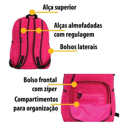 Imagem de Mochila Dermiwil Capricho Roxo Bolso Para Notebook Escolar