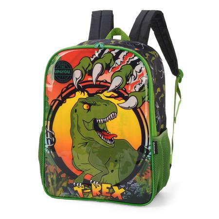 Imagem de Mochila Dino Dinossauro T-Rex de Costas Escolar Infantil Bolsos Laterais Masculina