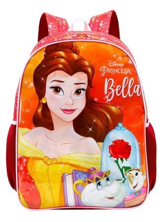 Imagem de Mochila Escolar A Bela e a Fera Disney Poliéster 42x30x15 cm