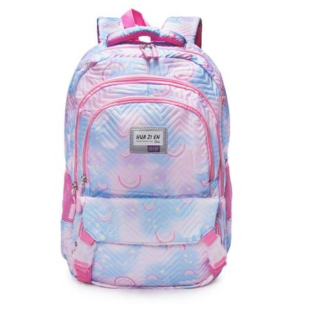 Imagem de Mochila Escolar Arco Iris Infantil Menina Moda Estudantes