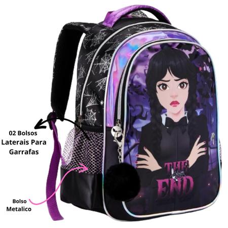 Imagem de Mochila Escolar De Costa Infantil Feminino Menina Com Chaveiro De Pompom