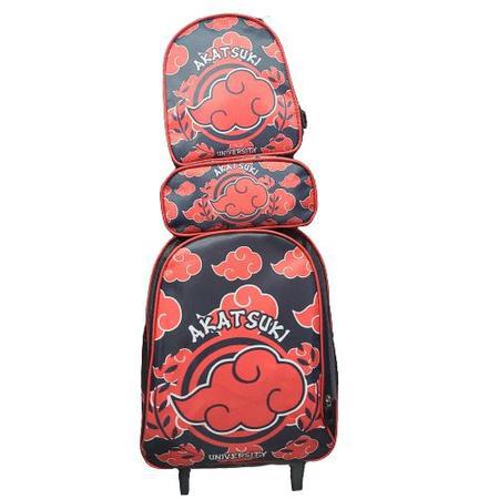 Kit Mochila Com Rodinhas + Lancheira – ISOPRENE – Naruto Akatsuki