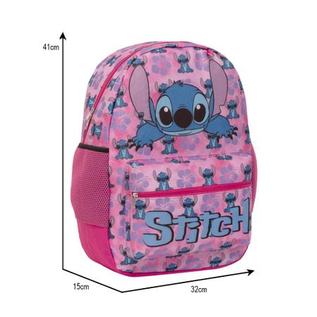 Mochila Infantil Feminina De Costas Stitch Juvenil Rosa - USA Magazine