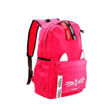 Mochila Escolar Feminina de Gatinha Pink Bolsa+Estojo - Chic