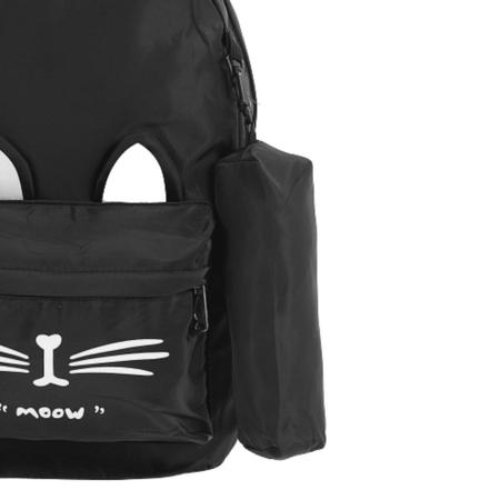 Mochila Escolar Juvenil Feminina de Gatinho Preto Costas - Chic